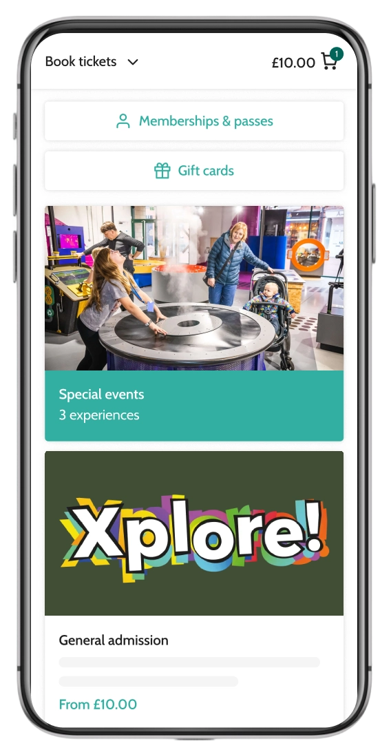 Beyonk's Soft play booking system on mobile. Memberships, gift cards and sessions can be bought here.